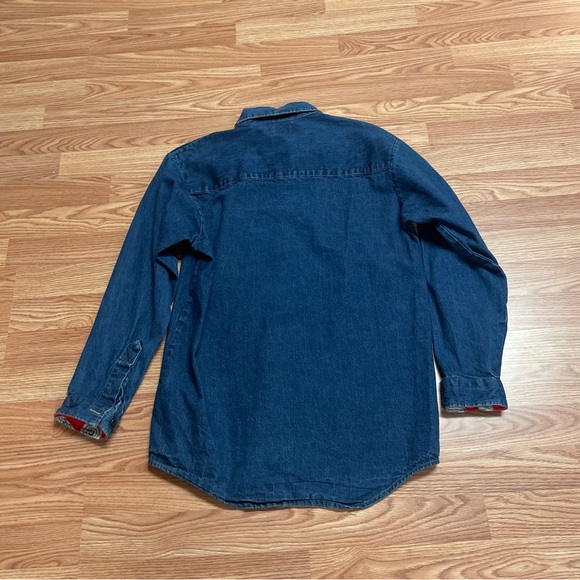 Vintage Male Men’s Denim Button-Down Shirt Medium Air Force Indian 90’s USA Blue - Picture 7 of 7